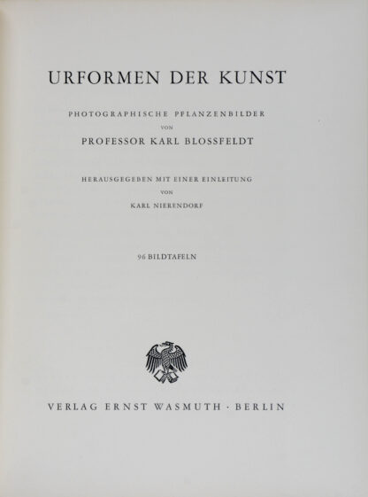 Karl. -Urformen der Kunst. Photographische Pflanzenbilder.