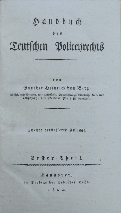 Günter Heinrich von. -Handbuch des Policeyrechts.