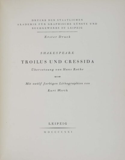 (William). -Troilus und Cressida.