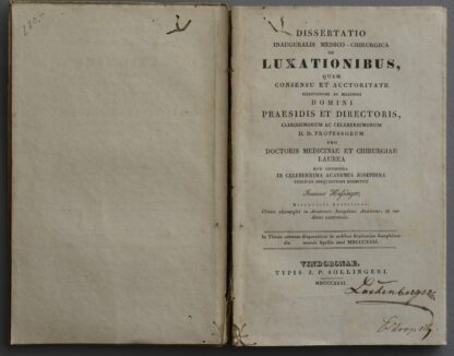 J. -Dissertatio inauguralis medico-chirurgica de luxationibus.