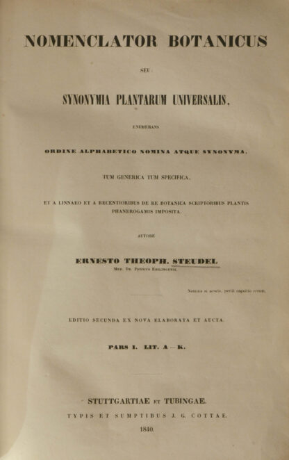Ernst Theod. -Nomenclator botanicus seu: synonymia plantarum universalis