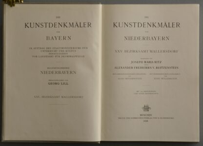 J. M. und A. Frhr. v. REITZENSTEIN. -Die Kunstdenkmäler von Niederbayern. Bezirksamt Mallersdorf.