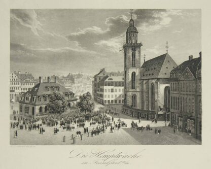 -Die Hauptwache in Frankfurt a.M. Ansicht mit der Katharinenkirche.