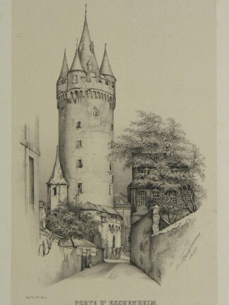 -Porte d'Eschenheim. Seitenansicht (von der Taubenstrasse aus) des Eschenheimer Turms.