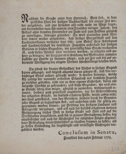 -(Verordnung zum Kauf von Hornvieh).