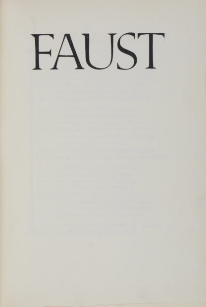 Johann Wolfgang. -Faust. Eine Tragödie.