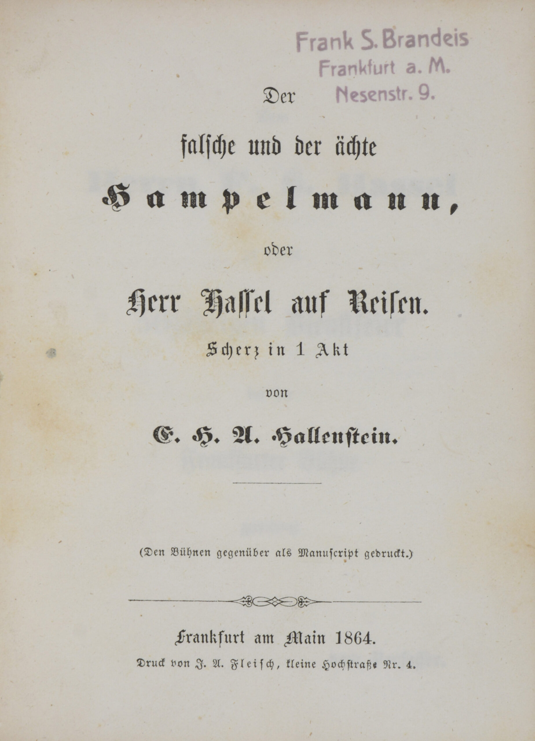 Ernst Hermann Adolph. -Der falsche und der ächte Hampelmann