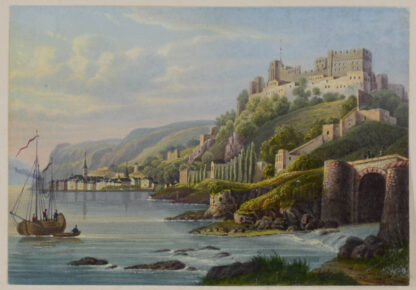 -St. Goar. Ansicht der Burg Rheinfels und von St. Goar.