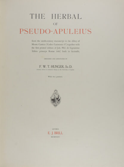 F.W.T. (Hrsg.). -The Herbal of Pseudo-Apuleius