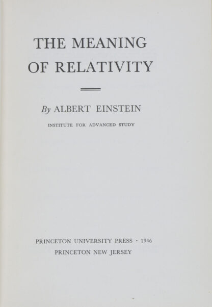 Albert. -The Meaning of Relativity.