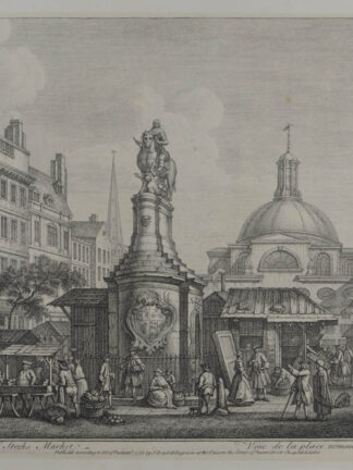 -LONDON. A View of Stocks Market. Vuee de la place nommé Stocks Market. Teilansicht Londons mit reicher Personenstaffage.