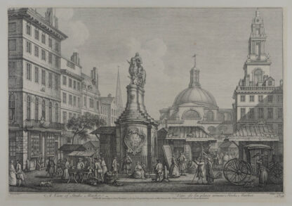 -LONDON. A View of Stocks Market. Vuee de la place nommé Stocks Market. Teilansicht Londons mit reicher Personenstaffage.