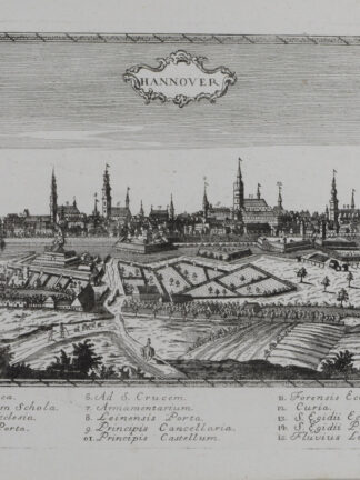 -HANNOVER. Gesamtansicht von Südwesten mit Legende am unteren Rand.