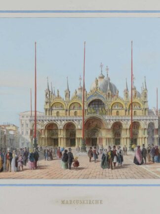 -VENEDIG - VENEZIA. Marcuskirche. S. Marco. Vorderansicht des Markusdoms mit reicher Personenstaffage.