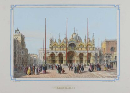 -VENEDIG - VENEZIA. Marcuskirche. S. Marco. Vorderansicht des Markusdoms mit reicher Personenstaffage.