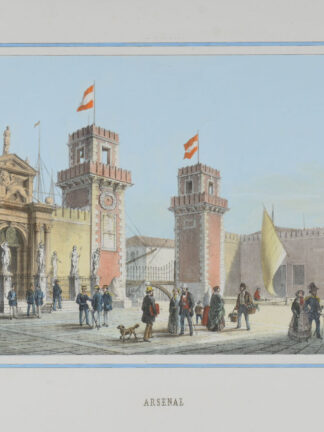 -VENEDIG - VENEZIA. Arsenal. Ansicht des Eingangstores mit reicher Personenstaffage.