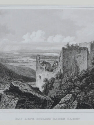 -BADEN-BADEN. Das alte Schloß mit Fernansicht zum Rhein.