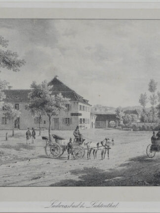 -BADEN-BADEN. - LUDWIGSBAD bei Lichtenthal. Teilansicht mit 2 Kutschen.