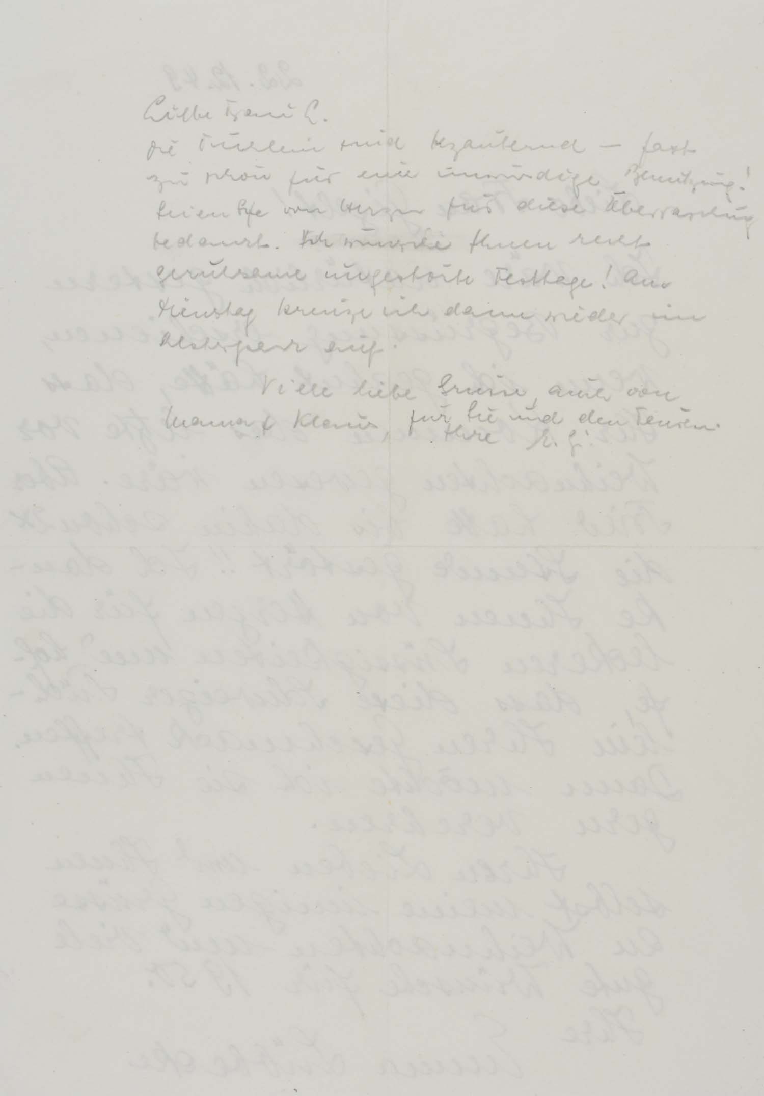 deutsche Pianistin. -Handschriftlicher Brief mit Unterschrift