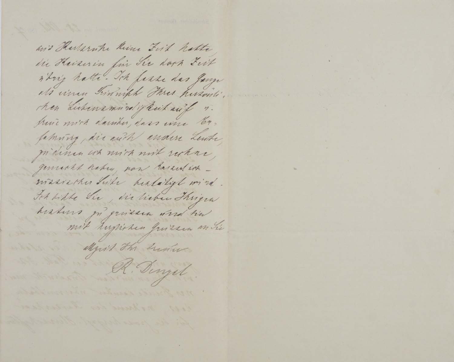 R. (Ende des 19. Jahrhunderts). Journalist. -Eigenhändiger Brief mit Unterschrift