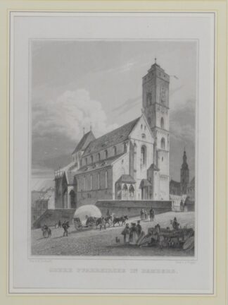 -BAMBERG. Obere Pfarrkirche mit Teilansicht.