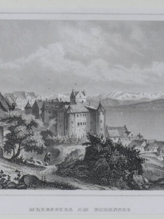 -MEERSBURG/Bodensee. Gesamtansicht mit dem alten und neuen Schloss.