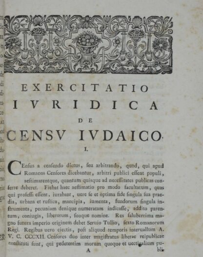 Gottfr(ied). -Exercitatio iuridica de censu iudaico.