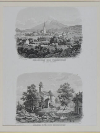 -SIEGSDORF. Gesamtansicht mit dem Staufen und Maria-Eck bei Siegsdorf. 2 Ansichten aus einem Blatt.