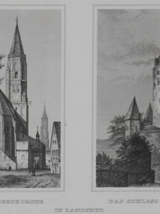 -LANDSHUT. St. Jodokskirche und Schloß Trausnitz.