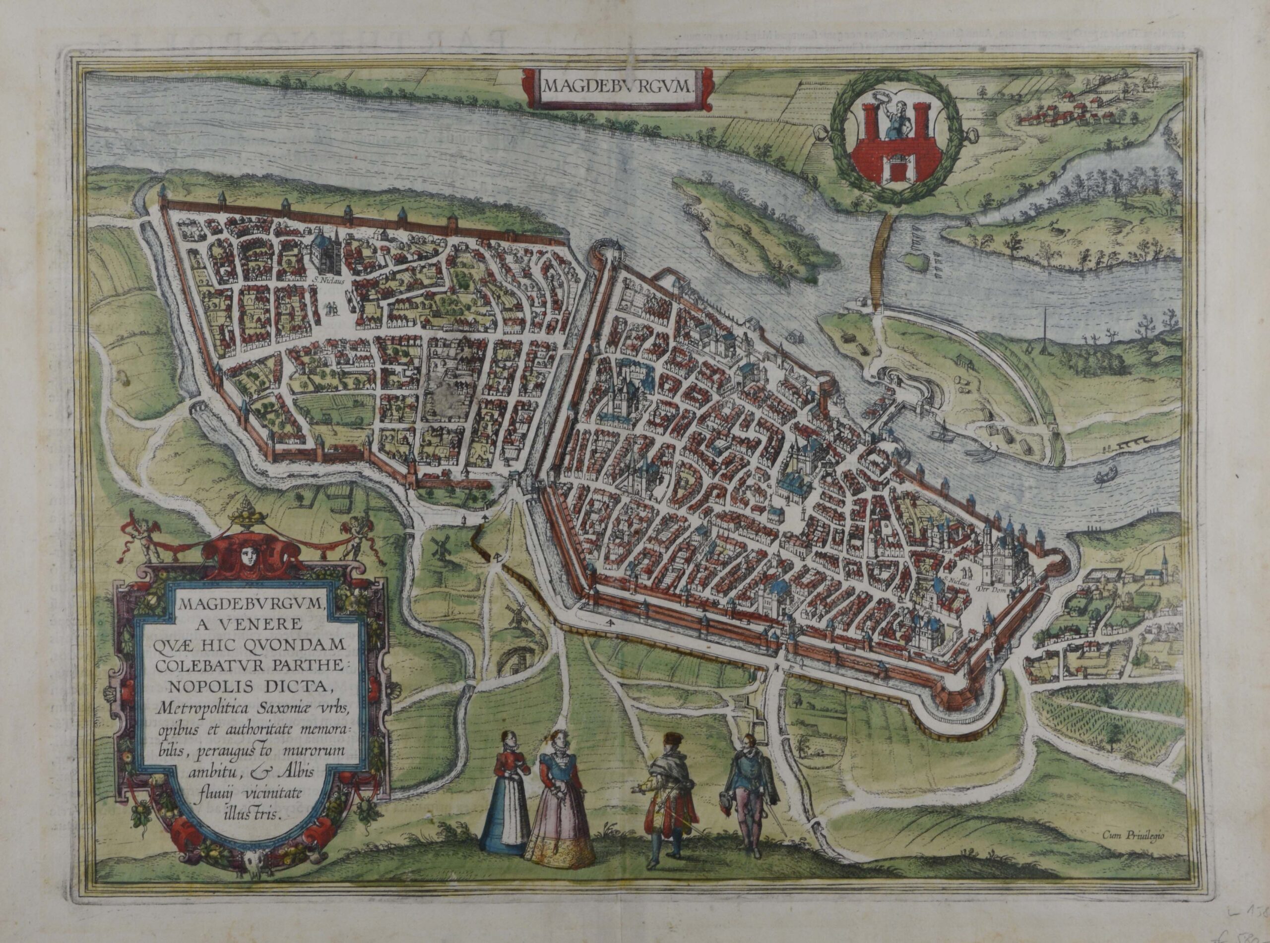 -MAGDEBURG. Magdeburgum. Gesamtansicht aus der Vogelschau.