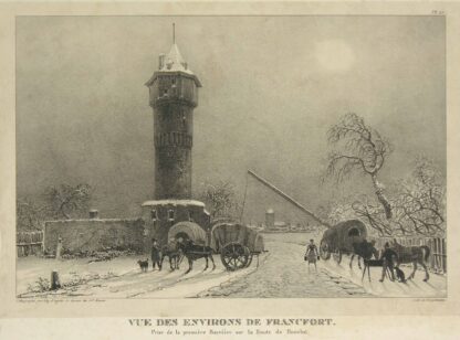 -Vues des Environs de Francfort. Prise de la premiere Barriere sur la route de Hoechst. Ansicht der Galluswarte von Westen von Blick auf Frankfurt.