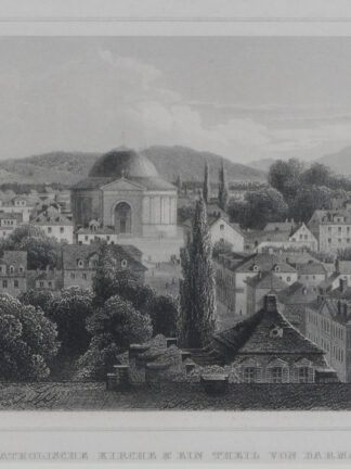 -DARMSTADT. Teilansicht mit der Katholischen Kirche von der Ludwigssäule aus gesehen.