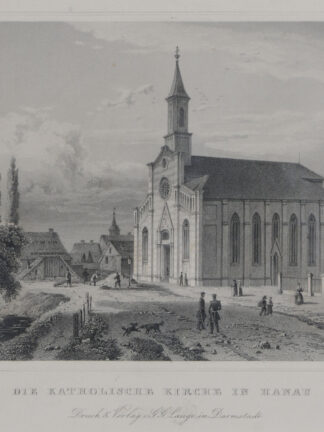 -HANAU. Katholische Kirche mit Teilansicht.
