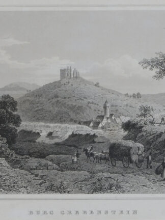 -GREBENSTEIN/Hessen. Gesamtansicht mit der Burg.