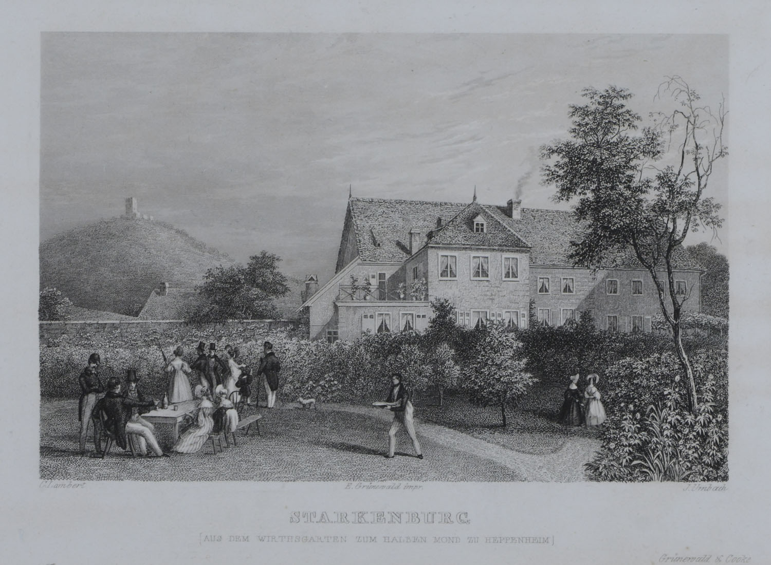 -HEPPENHEIM. - STARKENBURG. Ansicht mit Wirtshaus Zum Halben Mond.