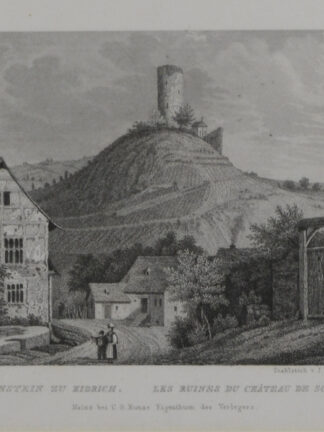 -KIEDRICH/Rheingau. - SCHARFENSTEIN. Ansicht mit Ruine.