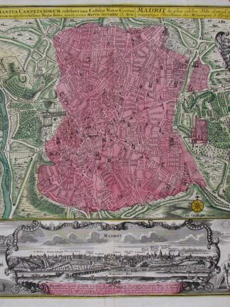 -MADRID. Madritum sive mantua carpetanorum...... madrit la plus celebre ville dans la Castille... Plan von Madrid mit  Gesamtansicht