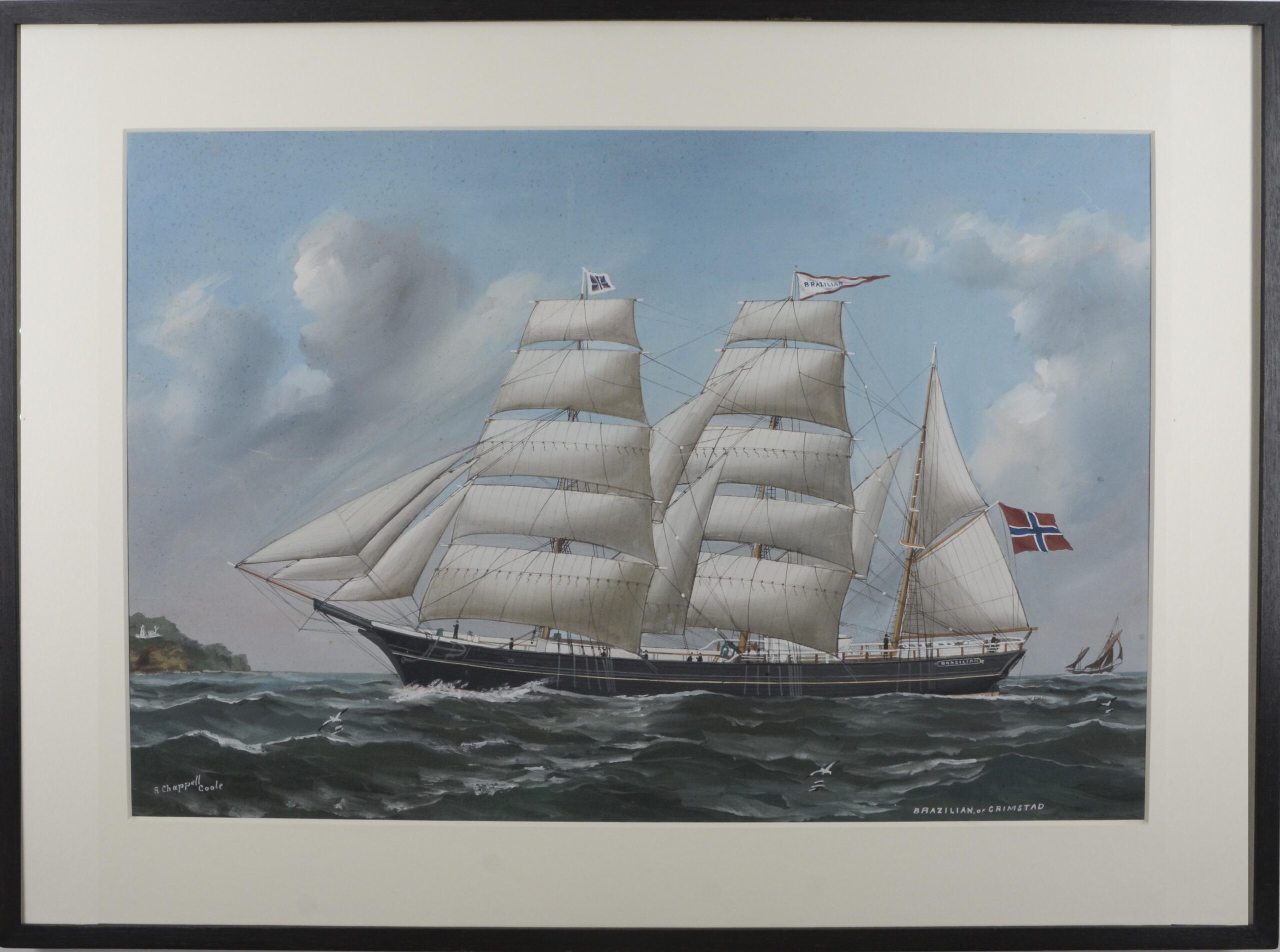 -Brazialian of Grimstad. Darstellung des norwegischen Dreimasters "Brazialian of Grimstad".