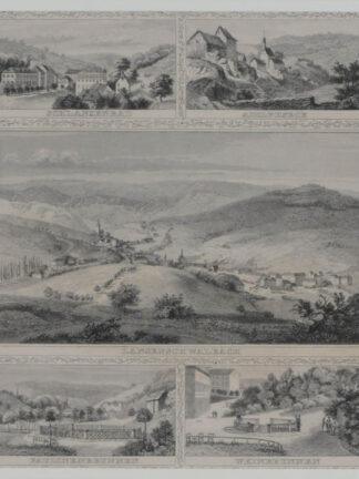 -BAD SCHWALBACH. Souvenirblatt. Gesamtansicht mit 12 Teilansichten