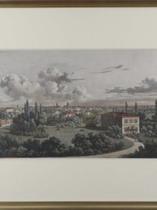 -Ansicht von Frankfurt am Main. Gesamtansicht von Westen aus dem "Garten des Herrn Doerr" (im Westend).