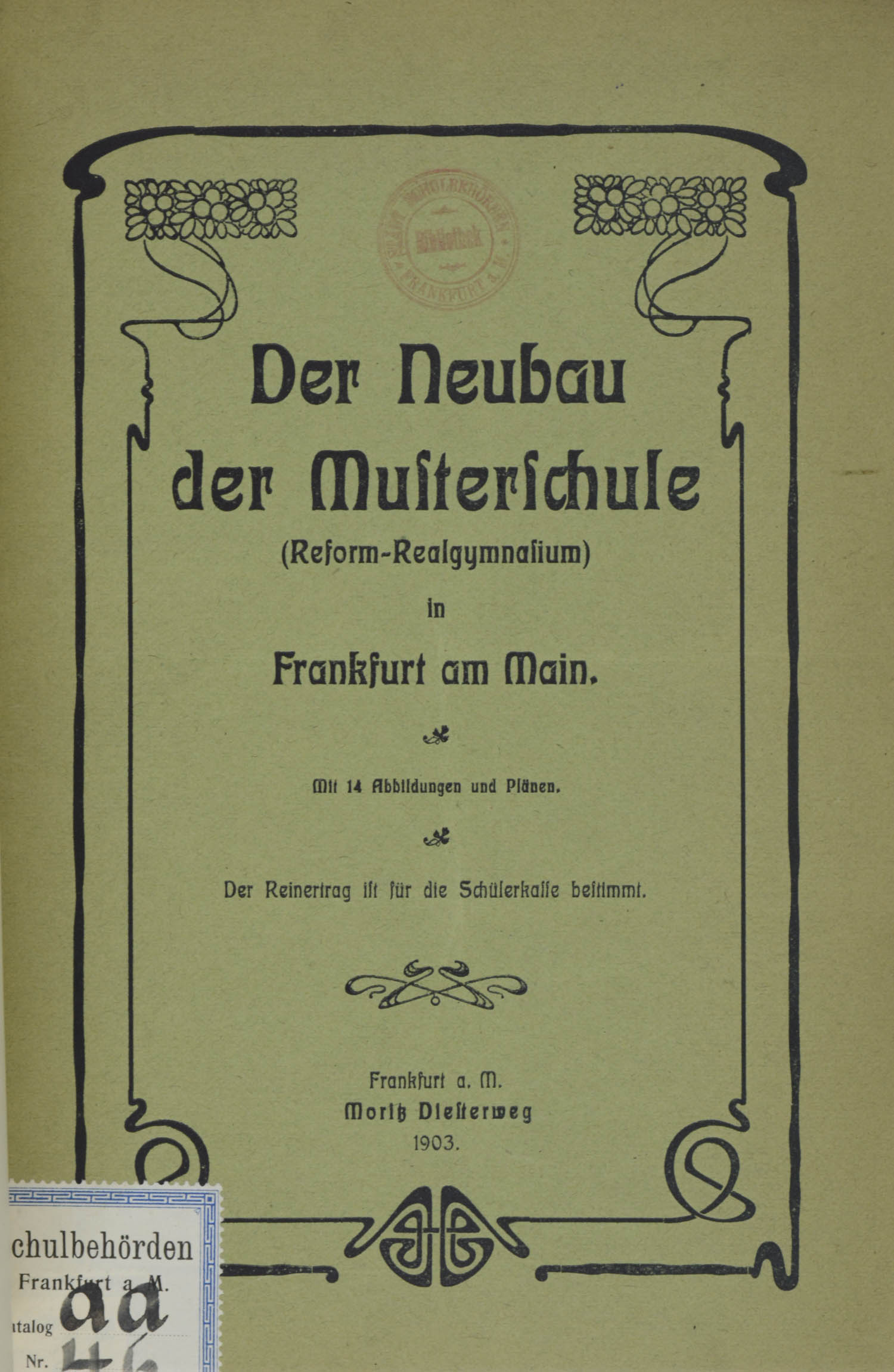 -Der Neubau der Musterschule (Reform-Realgymnasium) in Frankfurt am Main.