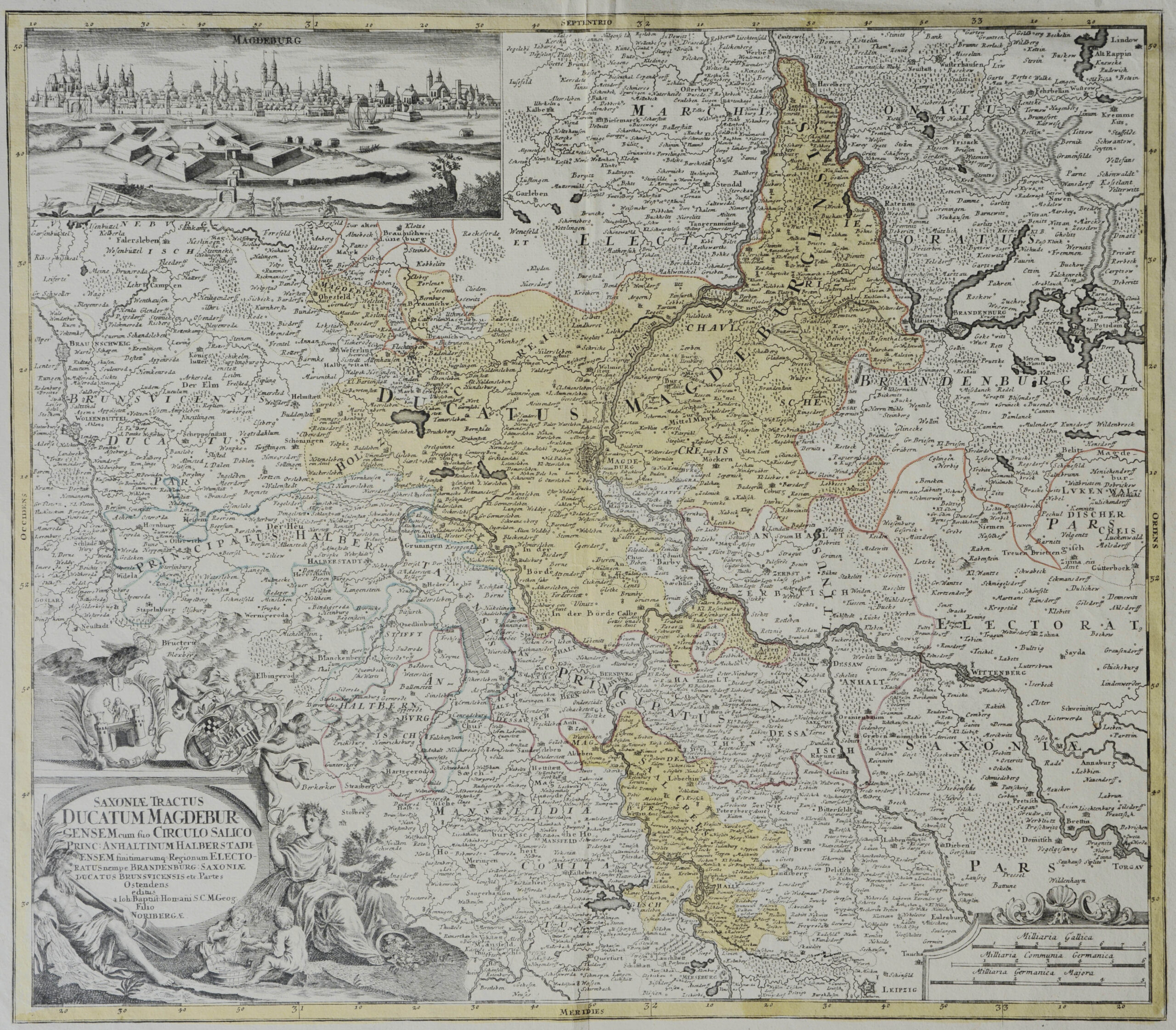 -Saxoniae Tractus Ducatum Magdeburgensem ... Karte des Herzogtums Magdeburg. Mit Braunschweig und Wolfenbüttel im Westen