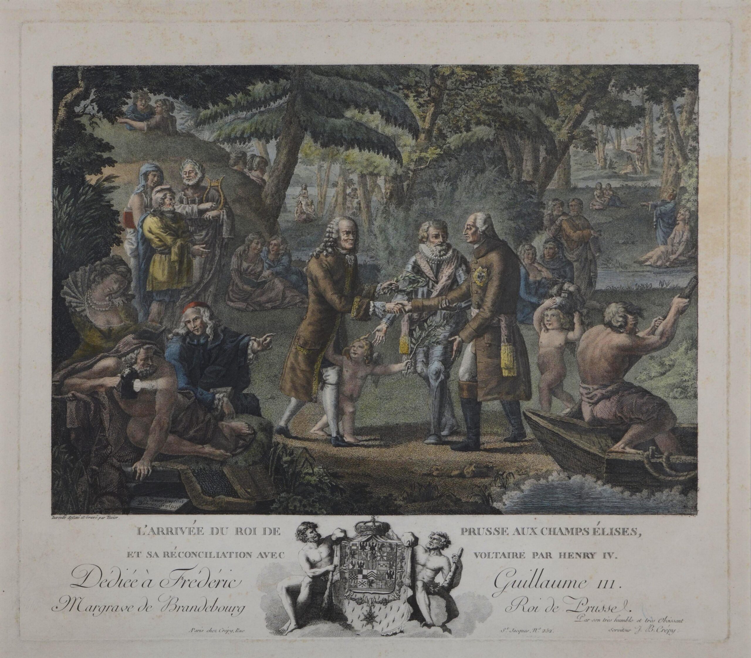 -L'arrivée du Roi de Prusse... Die Ankunft des Königs von Preußen im Elysium und seine Versöhnung mit Voltaire durch Henry IV.