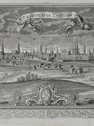 -BRESLAU - URATISLAVIA - Breßlau. Gesamtansicht von Wroclaw mit Legende am unteren Bildrand.