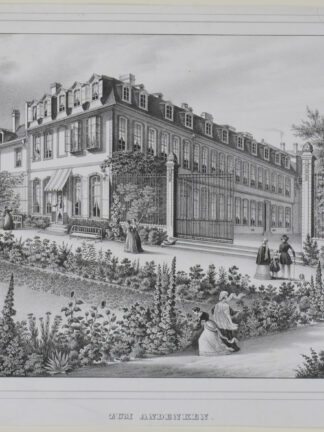 -WEISSER HIRSCH. Ansicht des Gebäudes in der Innenstadt Frankfurts von der Gartenseite aus.