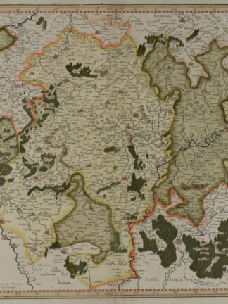 -Trier & Lutzenburg. Karte von Trier und Luxemburg mit Mosellauf. Mit kolorierter Rollwerkskartusche.