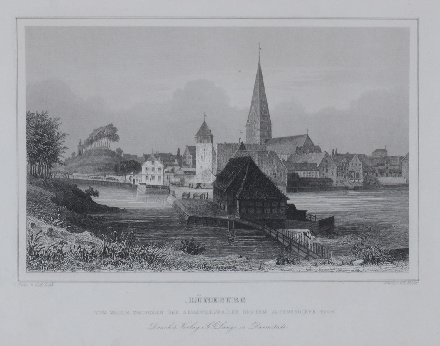 -LÜNEBURG. Gesamtansicht vom Walle zwischen der Stammersbrücke und dem Altenbrücker Thor.