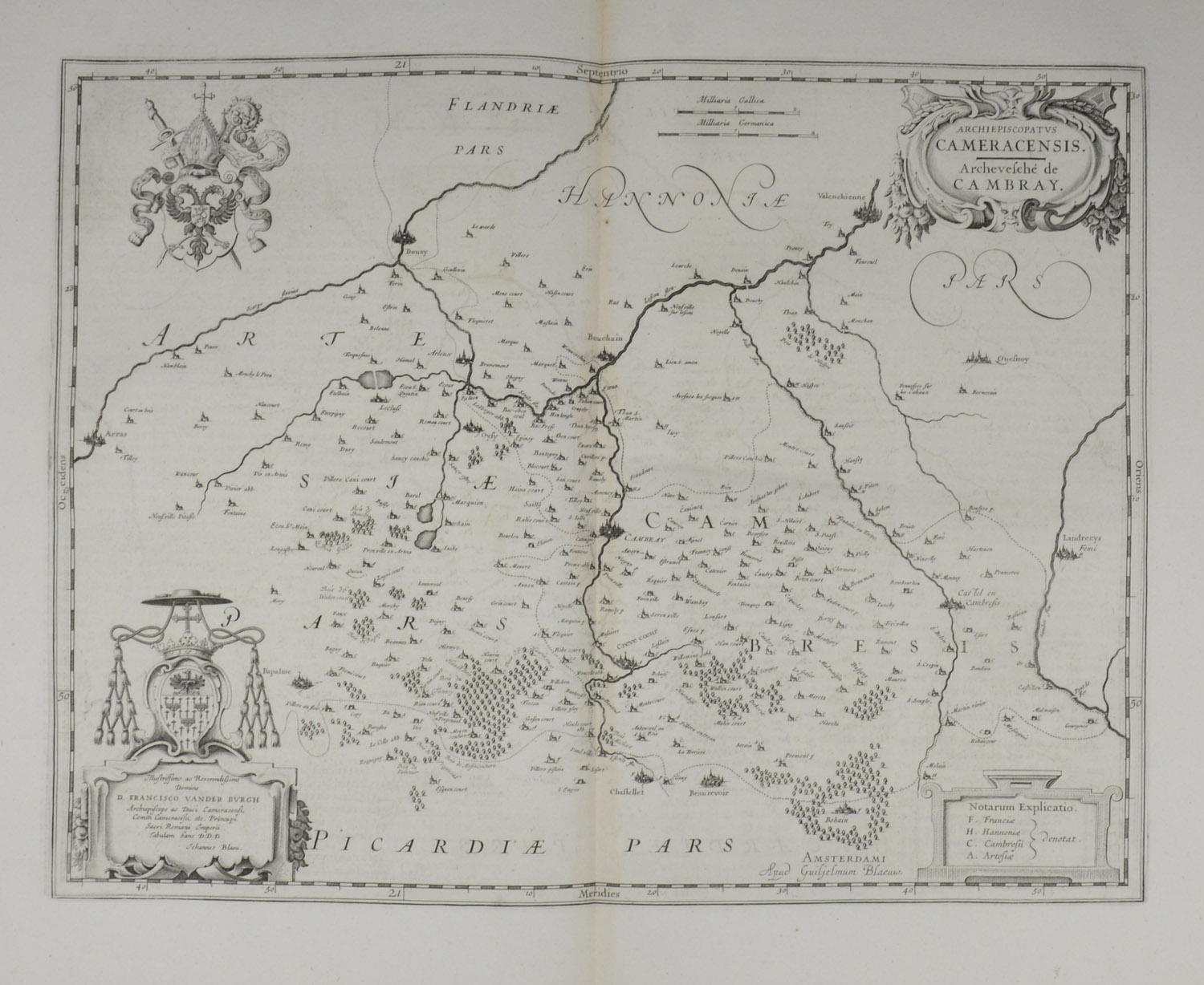 -NORDFRANKREICH - "Archiepiscopatus Cameracensis Archevesché de Cambray." Cambrai im Mittelpunkt dieser Karte