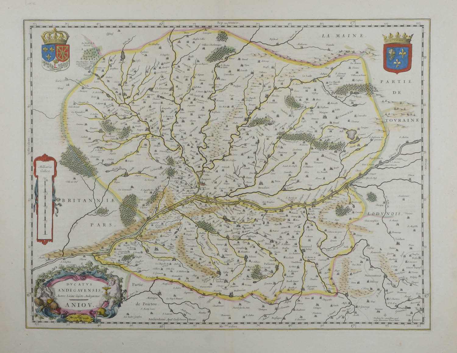 -LOIRE - "Aniou. Ducatus Andegauensis." Anjou mit Angers und der Loire.