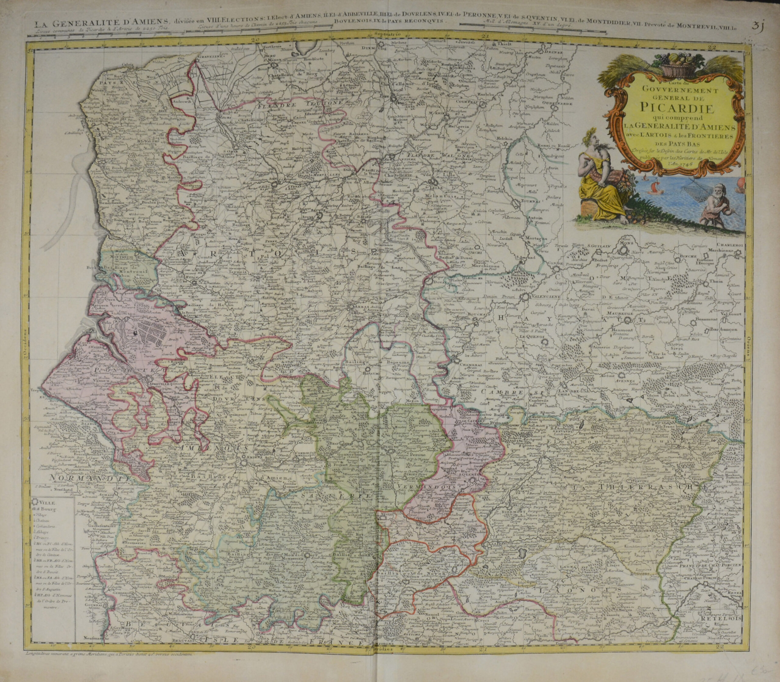 -NORDFRANKREICH/PICARDIE - "Carte du Gouvernement General de Picardie qui comprend le Generalite d'Amiens avec l'Artois & les Frontieres des Pays Bas"